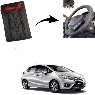Autoinnovation Hand Stiched Steering Cover For Honda Jazz(Black, Leather)