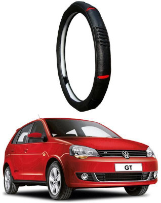 AUTO PEARL Steering Cover For Volkswagen Polo GT(Diamond Black Red, Leatherite)