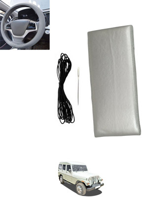 monolive Hand Stiched Steering Cover For Mahindra Marshal(Silver, Leatherite)