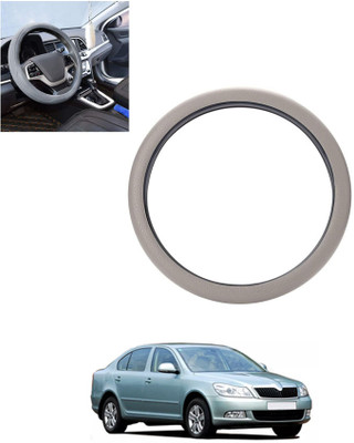 ABJD Steering Cover For Skoda Laura(Silver, Leatherite)