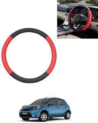 AYW Steering Cover For Nissan Micra Active(Red/Black, Leatherite)