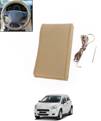 MATIES Hand Stiched Steering Cover For Fiat Punto(Beige, Leatherite)