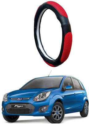 AUTO PEARL Steering Cover For Ford Figo(Black Red, Leatherite)