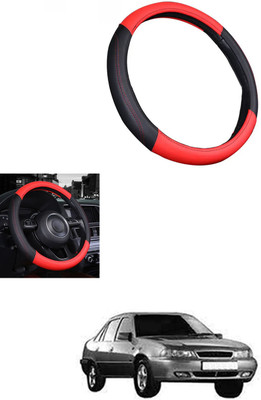 MATIES Steering Cover For Daewoo Cielo(Red/Black, Leather)