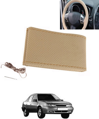 MATIES Hand Stiched Steering Cover For Daewoo Cielo(Beige, Leatherite)
