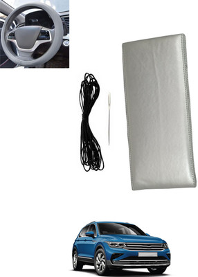 MSNP Hand Stiched Steering Cover For Volkswagen Universal For Car(Silver, Leatherite)