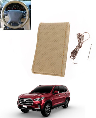 MATIES Hand Stiched Steering Cover For Universal For Car Universal For Car(Beige, Leatherite)