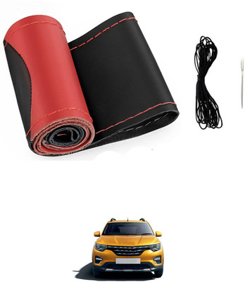 monolive Hand Stiched Steering Cover For Renault Universal For Car(Red/Black, Leatherite)