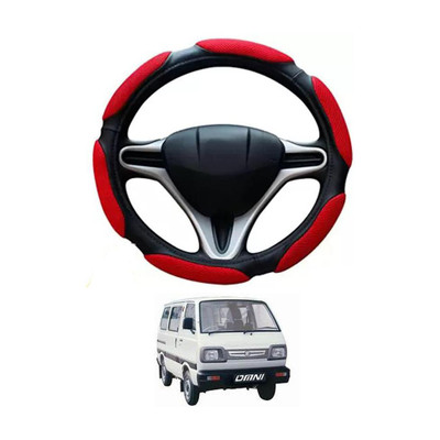 RONISH Hand Stiched Steering Cover For Maruti Omni(Black, Red, Leatherite)
