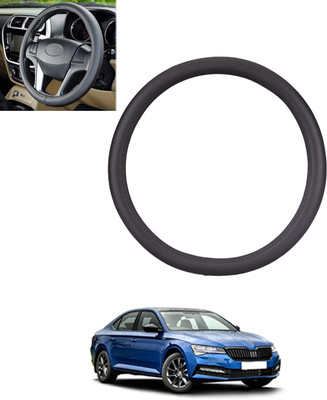 MSNP Steering Cover For Skoda Superb(Black, Leatherite)