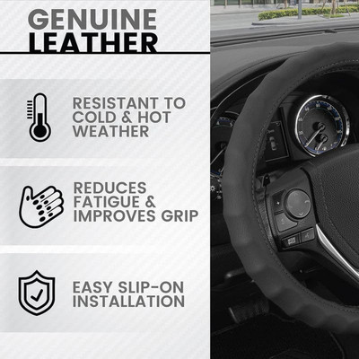 OOLTAH PAHIYA Hand Stiched Steering Cover For Renault Duster(Black, Leatherite)