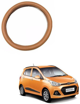 RKPSP Hand Stiched Steering Cover For Universal For Car Grand i10(Tan, Leatherite)