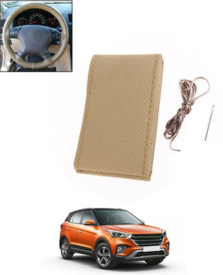 monolive Hand Stiched Steering Cover For Hyundai Creta(Beige, Leatherite)