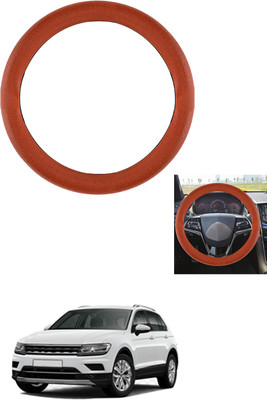 MATIES Steering Cover For Volkswagen Universal For Car(Tan, Leather)