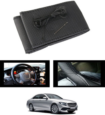 MATIES Hand Stiched Steering Cover For Mercedes Benz E220(Black, Leatherite)