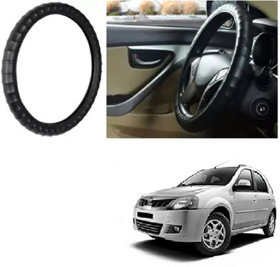 OOLTAH PAHIYA Hand Stiched Steering Cover For Mahindra Verito Vibe(Black, Leatherite)