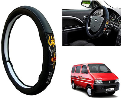 GS Grow n Shine Hand Stiched Steering Cover For Maruti Eeco(Black, Leatherite)