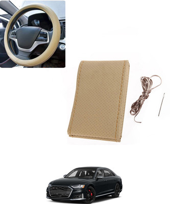 AYW Hand Stiched Steering Cover For Audi S8(Beige, Leatherite)