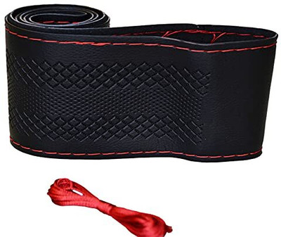S MANGLAM Hand Stiched Steering Cover For Universal For Car Classic(Black, Leatherite)