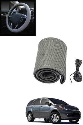 MATIES Hand Stiched Steering Cover For Tata Aria(Grey, Leatherite)