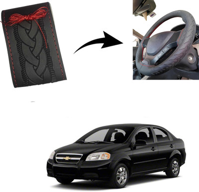 Autoinnovation Hand Stiched Steering Cover For Chevrolet Aveo(Black, Leather)