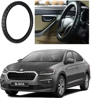 OOLTAH PAHIYA Hand Stiched Steering Cover For Skoda NA(Black, Leatherite)