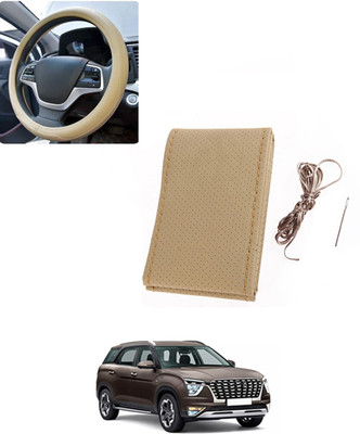 AYW Hand Stiched Steering Cover For Hyundai Universal For Car(Beige, Leatherite)