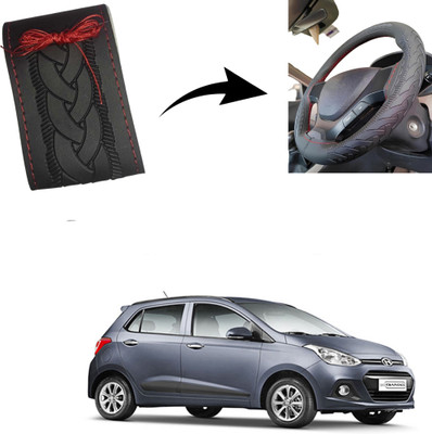 Autoinnovation Hand Stiched Steering Cover For Hyundai Grand i10(Black, Leather)