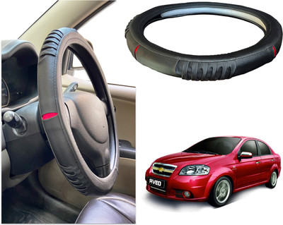 PEEPS STORE Steering Cover For Chevrolet Aveo(Black, Red, Leatherite)