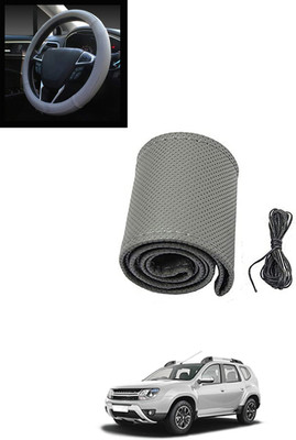 MATIES Hand Stiched Steering Cover For Renault Duster(Grey, Leatherite)