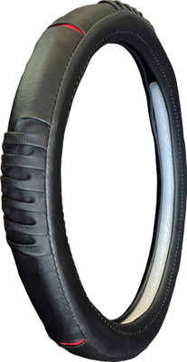 PEEPS STORE Steering Cover For Mahindra TUV 300(Black, Red, Leatherite)