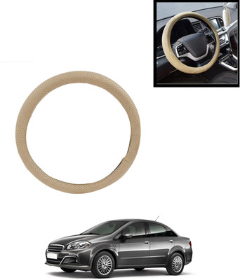 AYW Steering Cover For Fiat Linea(Beige, Leatherite)