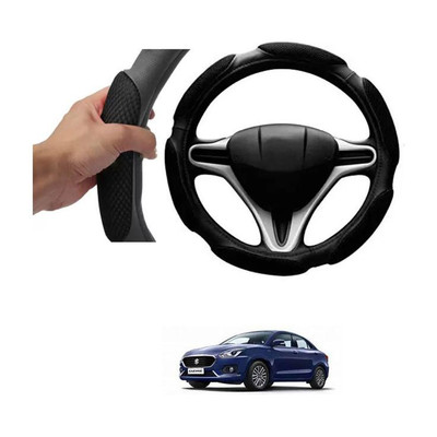 RONISH Hand Stiched Steering Cover For Maruti Swift Dzire(Black, Leatherite)