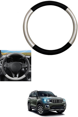 MATIES Steering Cover For Mahindra Universal For Car(Silver, Black, Leather)