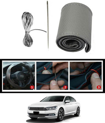 RKPSP Hand Stiched Steering Cover For Volkswagen Passat(Grey, Leatherite)