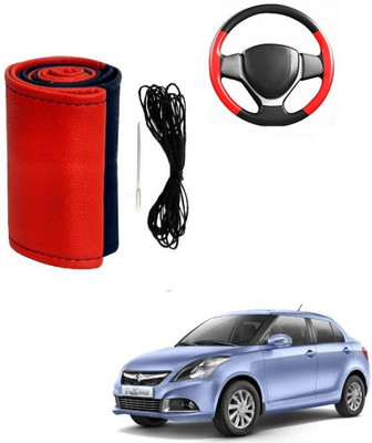 ARNEJA Hand Stiched Steering Cover For Maruti Swift Dzire(Red, Black, Leather)