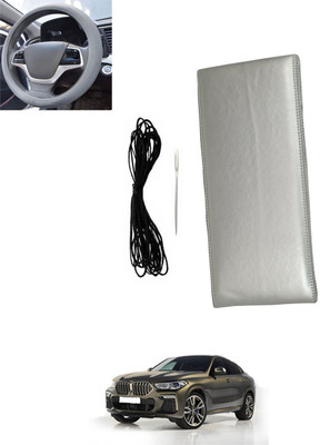 MSNP Hand Stiched Steering Cover For BMW X6(Silver, Leatherite)