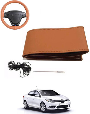MATIES Hand Stiched Steering Cover For Renault Fluence(Tan, Leatherite)