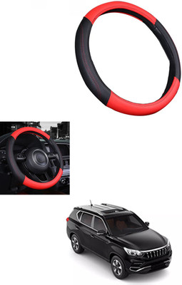 MATIES Steering Cover For Mahindra Universal For Car(Red/Black, Leather)