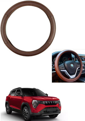 MATIES Steering Cover For Mahindra Universal For Car(Brown, Leather)