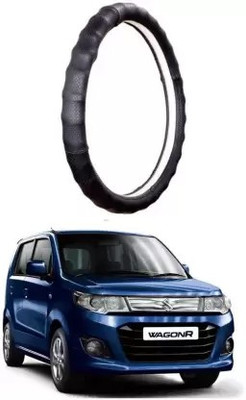 GS Grow n Shine Hand Stiched Steering Cover For Maruti WagonR(Black, Leatherite)