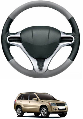 MATIES Steering Cover For Maruti Grand Vitara(Grey, Black, Leather)
