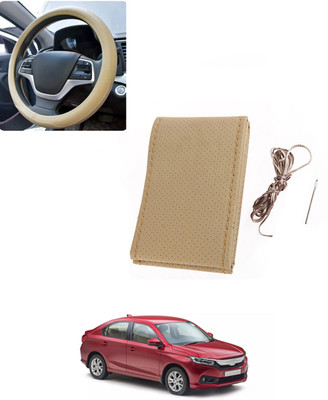 AYW Hand Stiched Steering Cover For Honda Amaze(Beige, Leatherite)