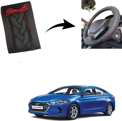 Autoinnovation Hand Stiched Steering Cover For Hyundai Elantra(Black, Leather)