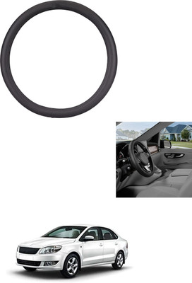 MATIES Steering Cover For Skoda Rapid(Black, Leather)