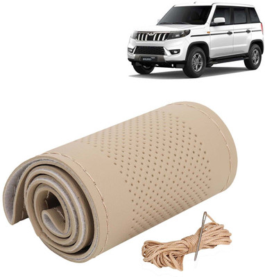 Kingsway Hand Stiched Steering Cover For Mahindra Bolero(Beige Color with Beige Thread, Leatherite)