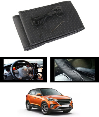 monolive Hand Stiched Steering Cover For Hyundai Creta(Black, Leatherite)