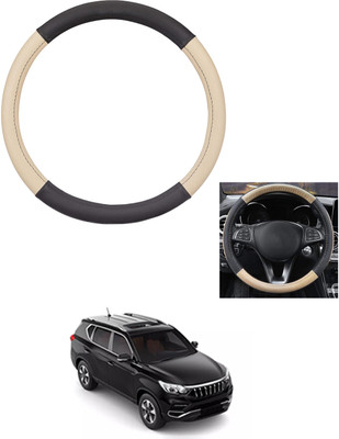 MATIES Steering Cover For Mahindra Universal For Car(Beige/Black, Leather)