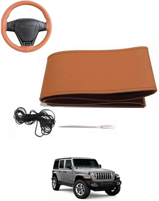 MATIES Hand Stiched Steering Cover For Universal For Car Universal For Car(Tan, Leatherite)