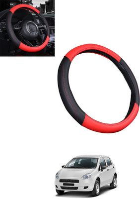 monolive Steering Cover For Fiat Punto(Red, Black, Leatherite)